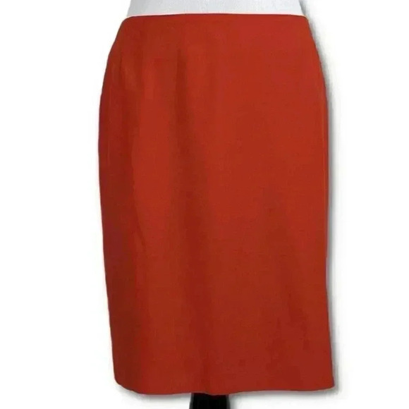 Akris Punto womens skirt size 8 tomato red pencil career dog show Italian - Picture 1 of 11